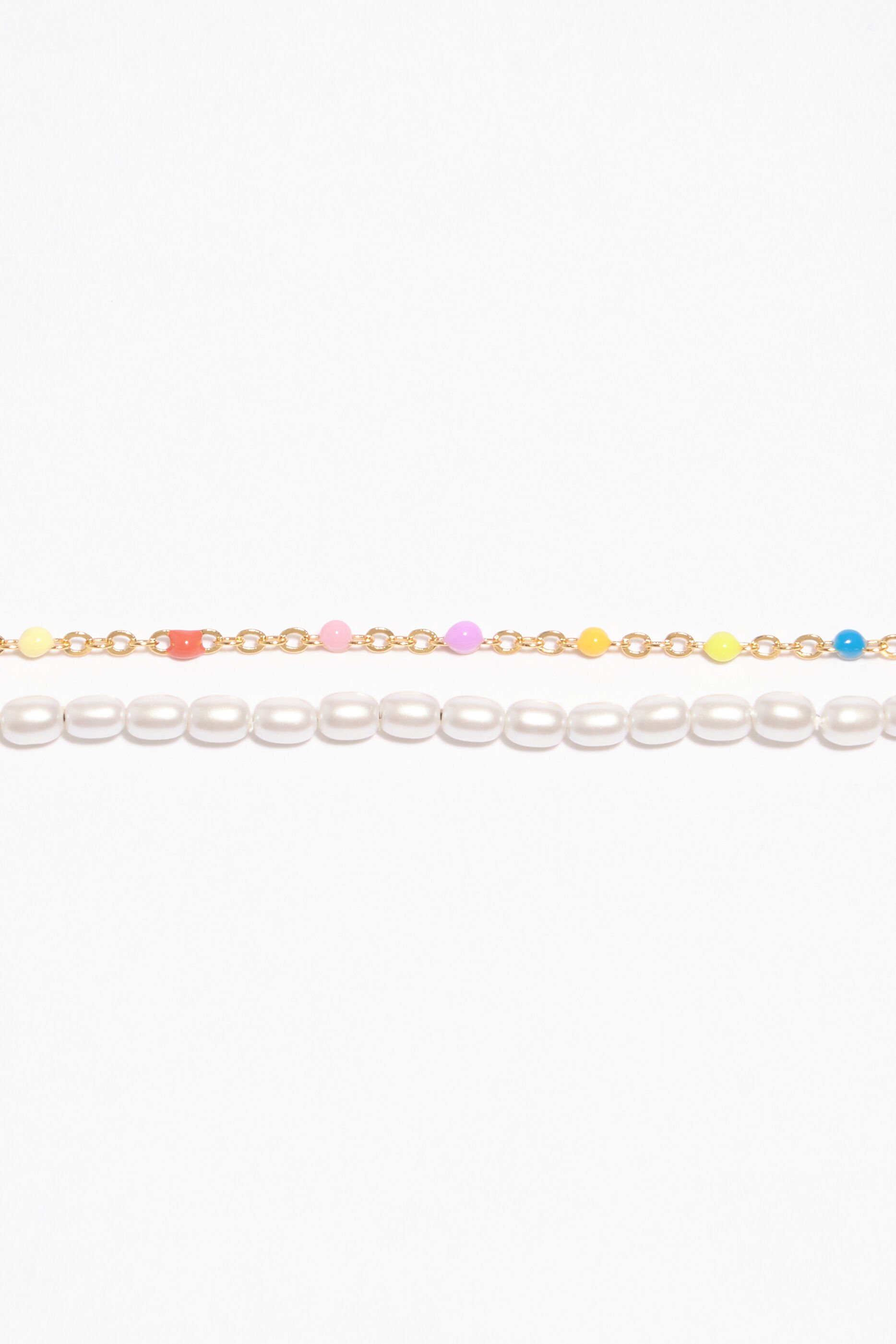 Pulseira dupla de pérolas multicoloridas