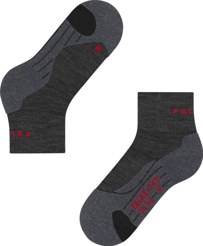 FALKE - TK2 Explore Short - Wandelsokken - Grijs Asphalt Melange - Wol - 1 Paar