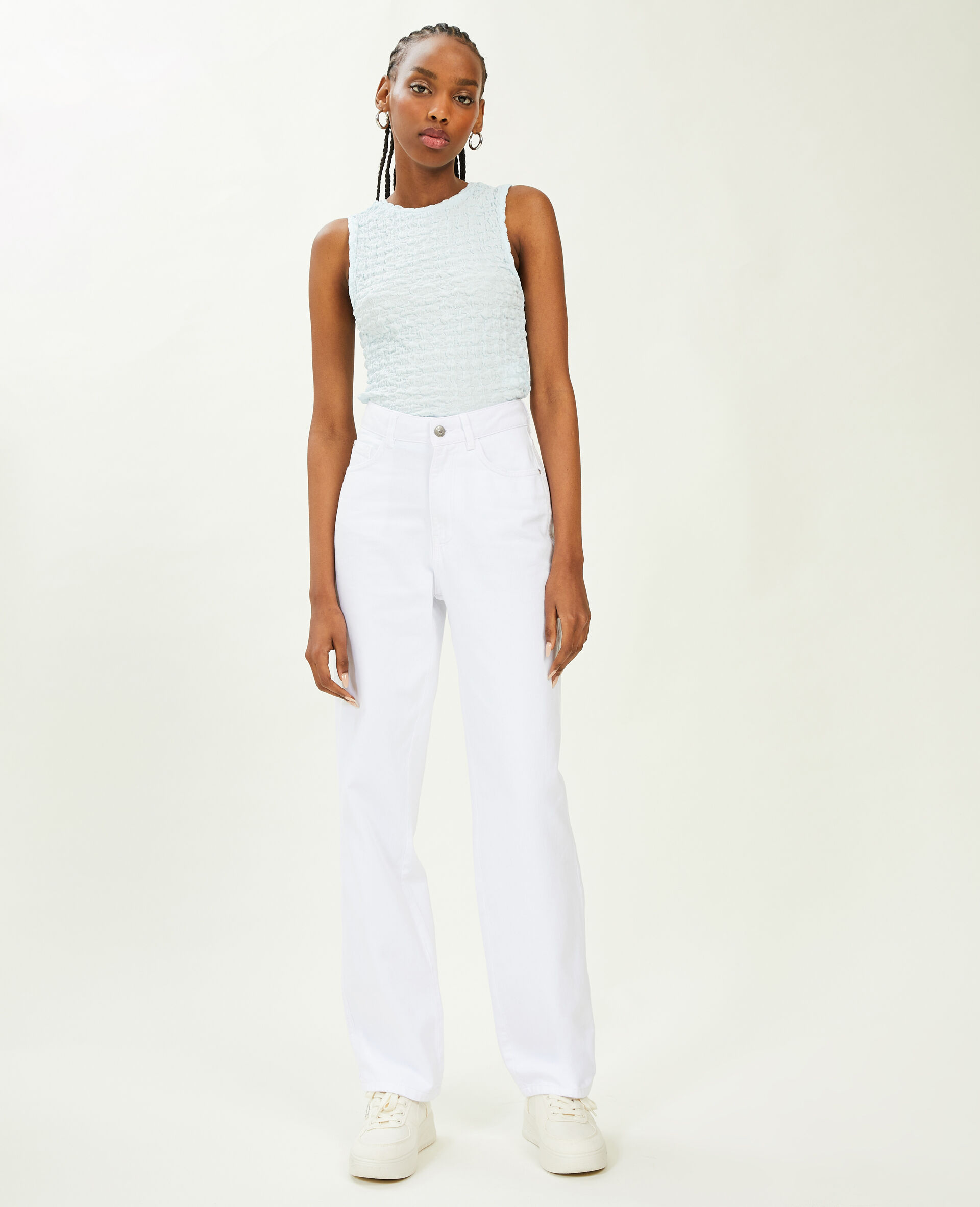 Jean straight taille haute - Blanc