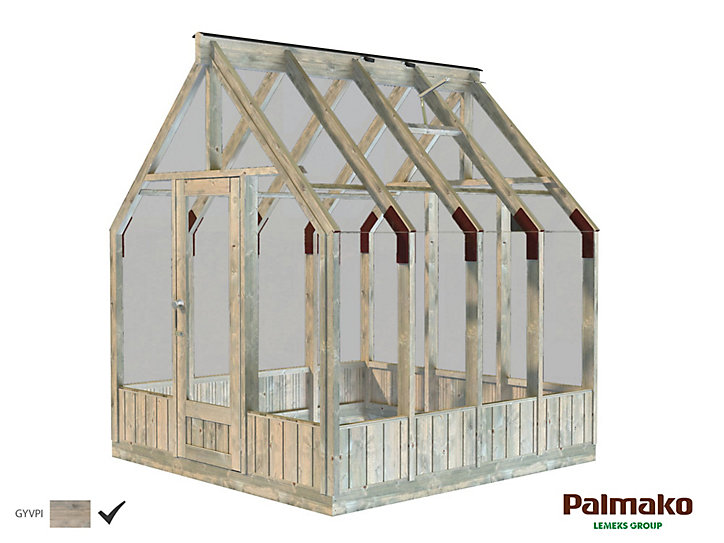 Serre Emilia 5.8 m² en bois autoclave et verre trempé 4 mm Palmako