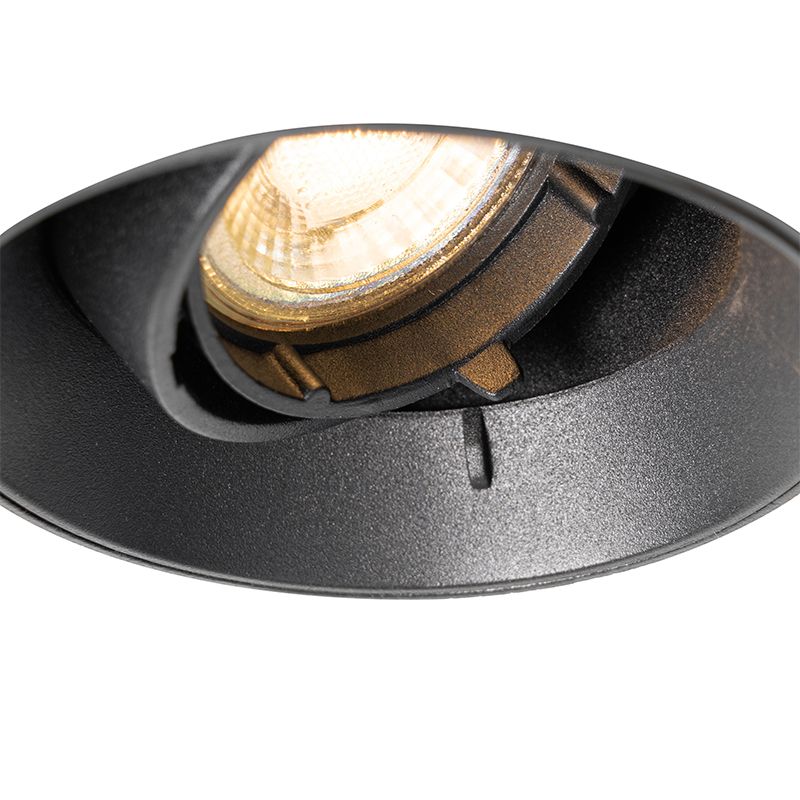 Set van 6 Moderne inbouwspot zwart GU10 rond trimless - Oneon