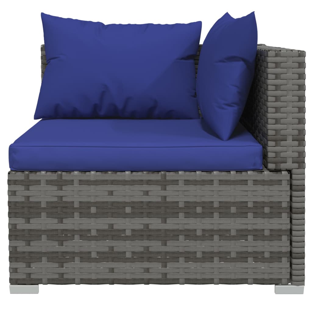 Salon de jardin meuble d'extérieur ensemble de mobilier 9 pièces avec coussins résine tressée gris