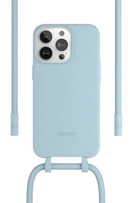 iPhone 13 Pro Necklace ChangeCase Antimikrobielle Schutzhülle Vegan Biologisch Abbaubar   Abnehmbare Handykette (CHA092) - Pastel Blue
