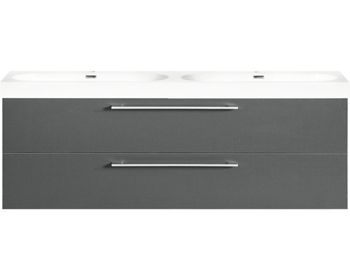 Badkamermeubelset Differnz Somero BxHxD 120 x 54 x 38 cm, antraciet fronten, met witte gegoten mineraalwastafel