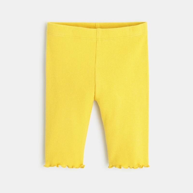 Legging corsaire maille côtelée unie jaune bébé fille Jaune