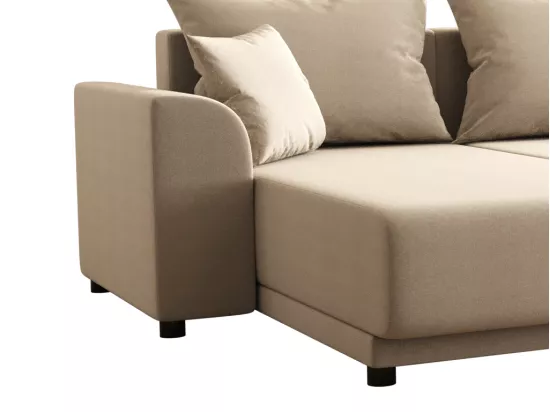 Canapé d'angle panoramique convertible en tissu beige NESSARO