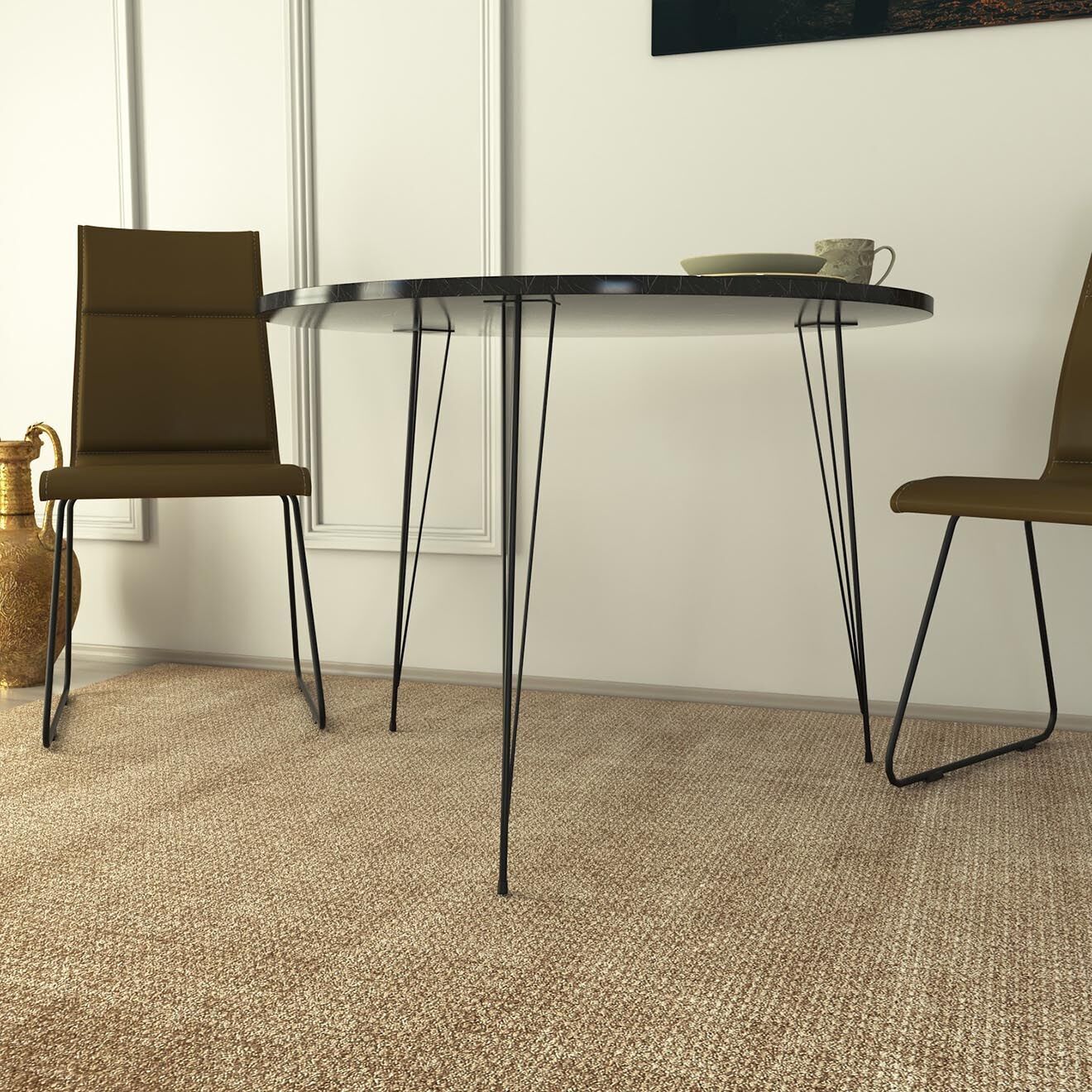 Wooden Art Table sandalf noir/blanc - 90x75x90 cm