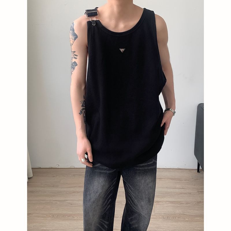 Breeson - Effen tanktop met studs en gesp