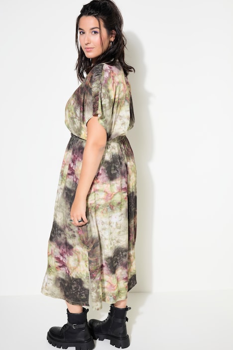Maxikleid, oversized, Marmor-Muster