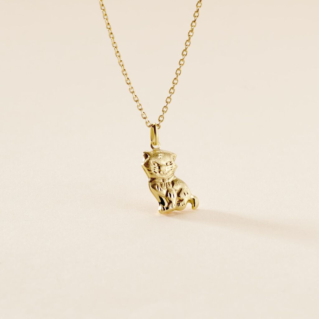 Pendentif Egee Chat Or Jaune