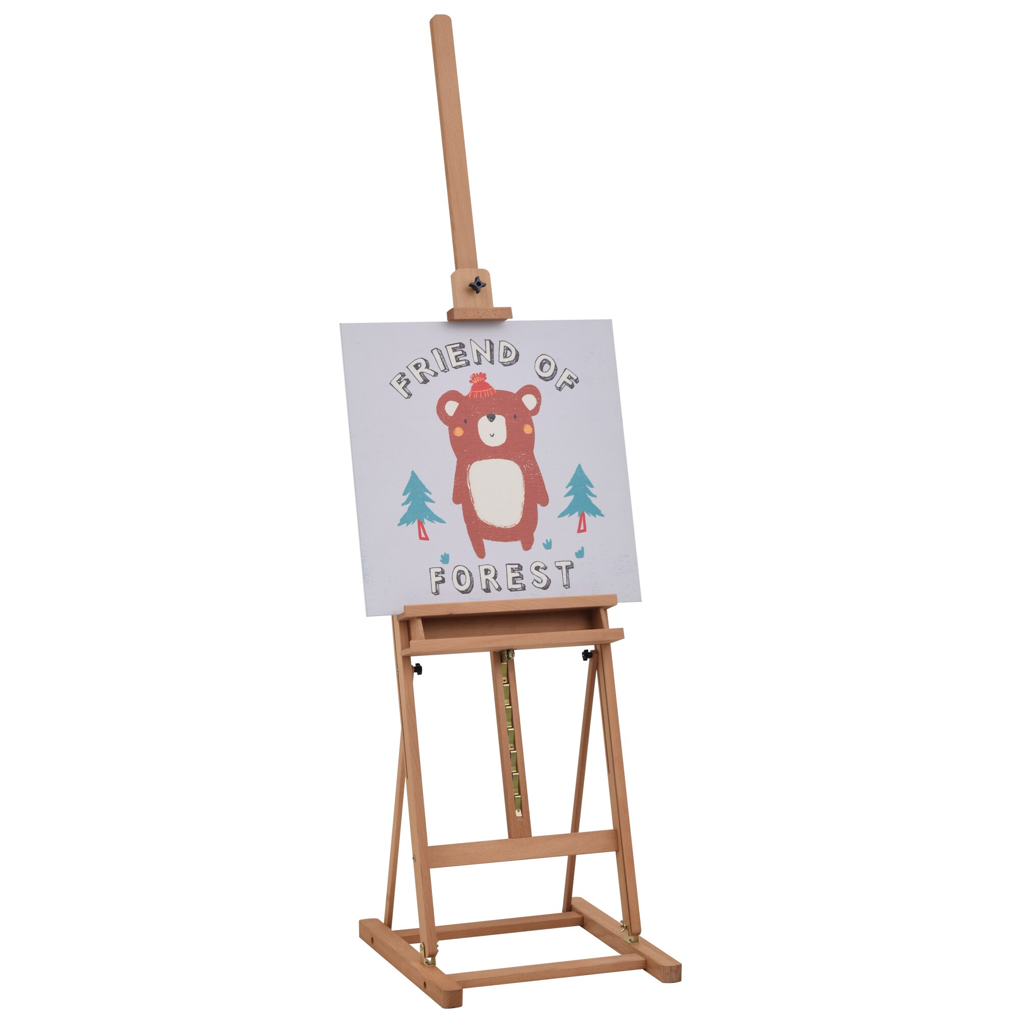 Vinsetto Atelierstaffelei mit Ablage natur 53 x 50,5 x 171-230 cm (BxTxH)