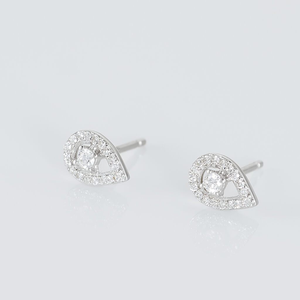 Boucles D'oreilles Puces Domitia Or Blanc Diamant