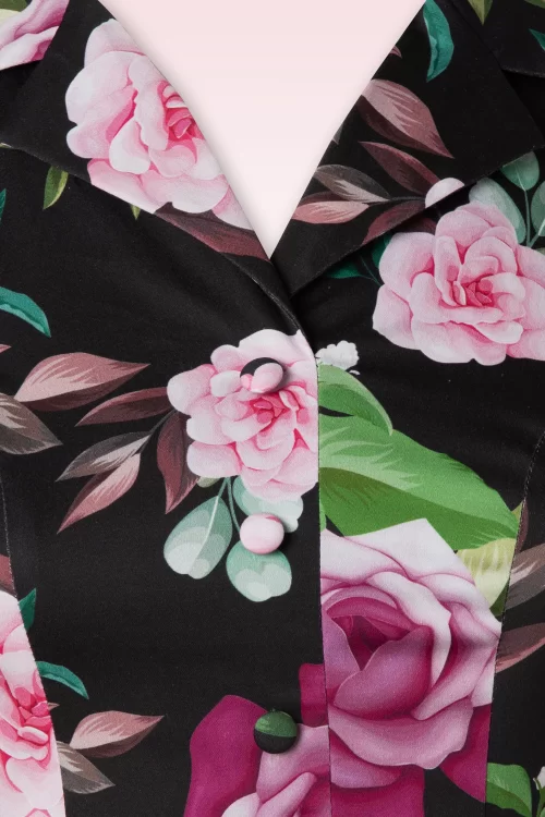 Hearts & Roses Helen Floral swing jurk in zwart en multi