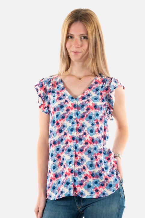 Chemisier manches courtes ichi vera 203046 multi flower aop