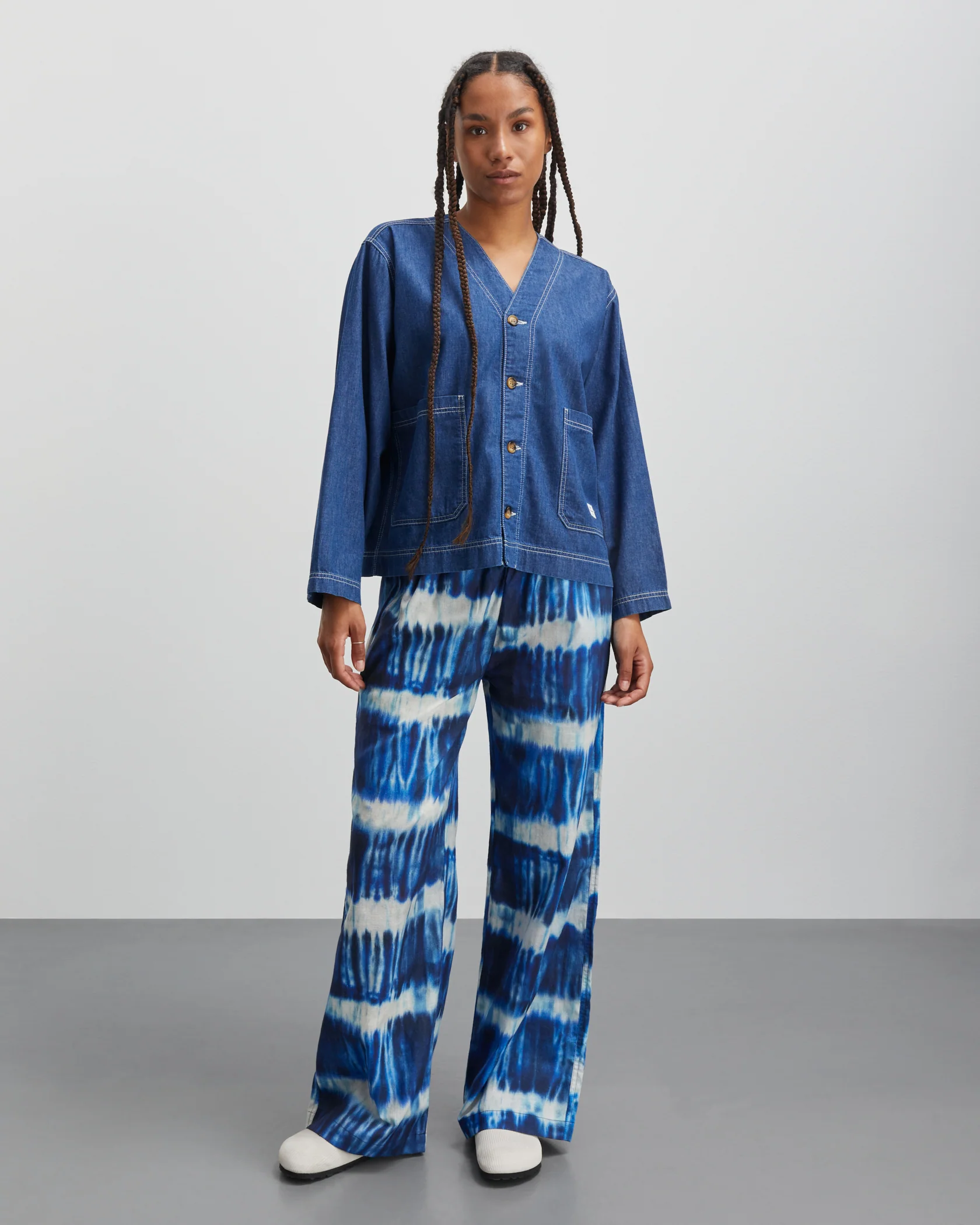 Mads Nørgaard  Colin Sonie bukser - Tie Dye Stripe Aop Merthyl Blu