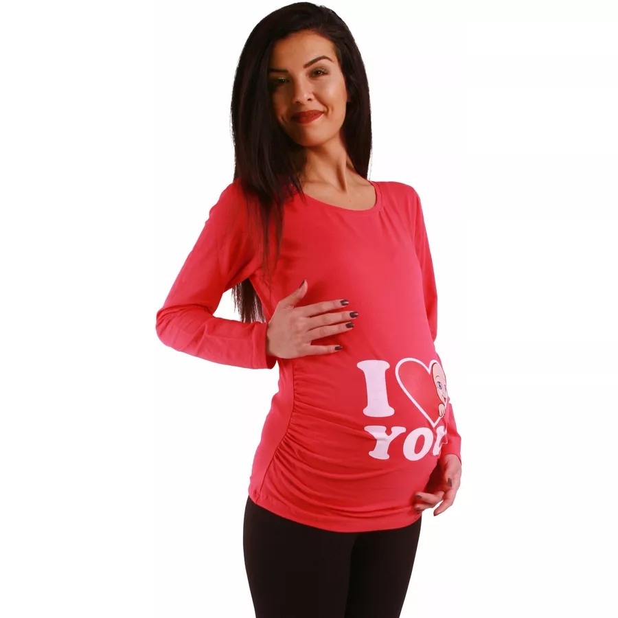 M.M.C. Umstandslangarmshirt I Love You mit Motiv Koralle
