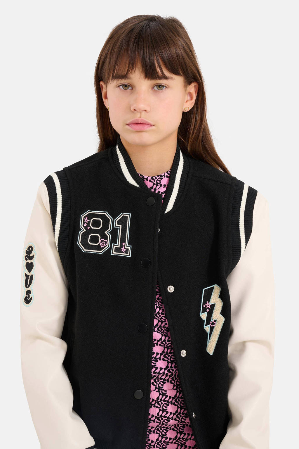 Shoeby baseball jacket zwart/ecru