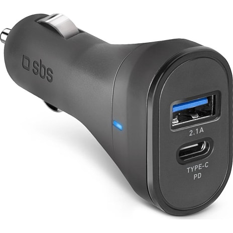 SBS biloplader 10W USB-C USB 2.1A - sort