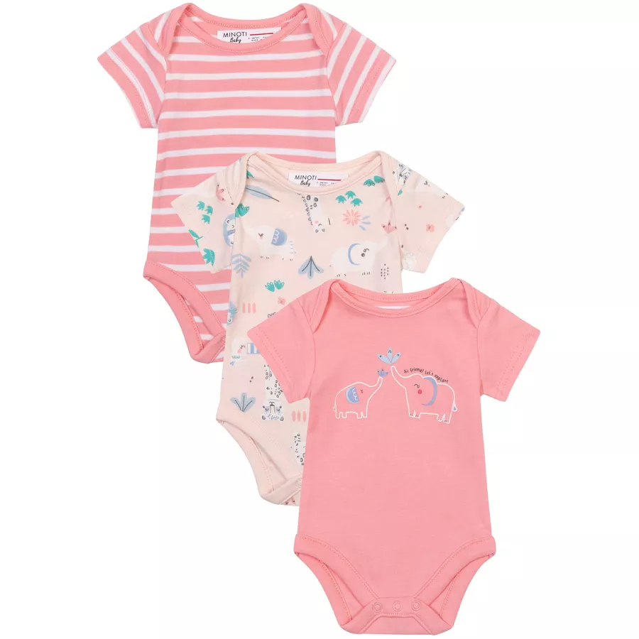 MINOTI 3er-Pack Bodys KorallrotApricotWeiß