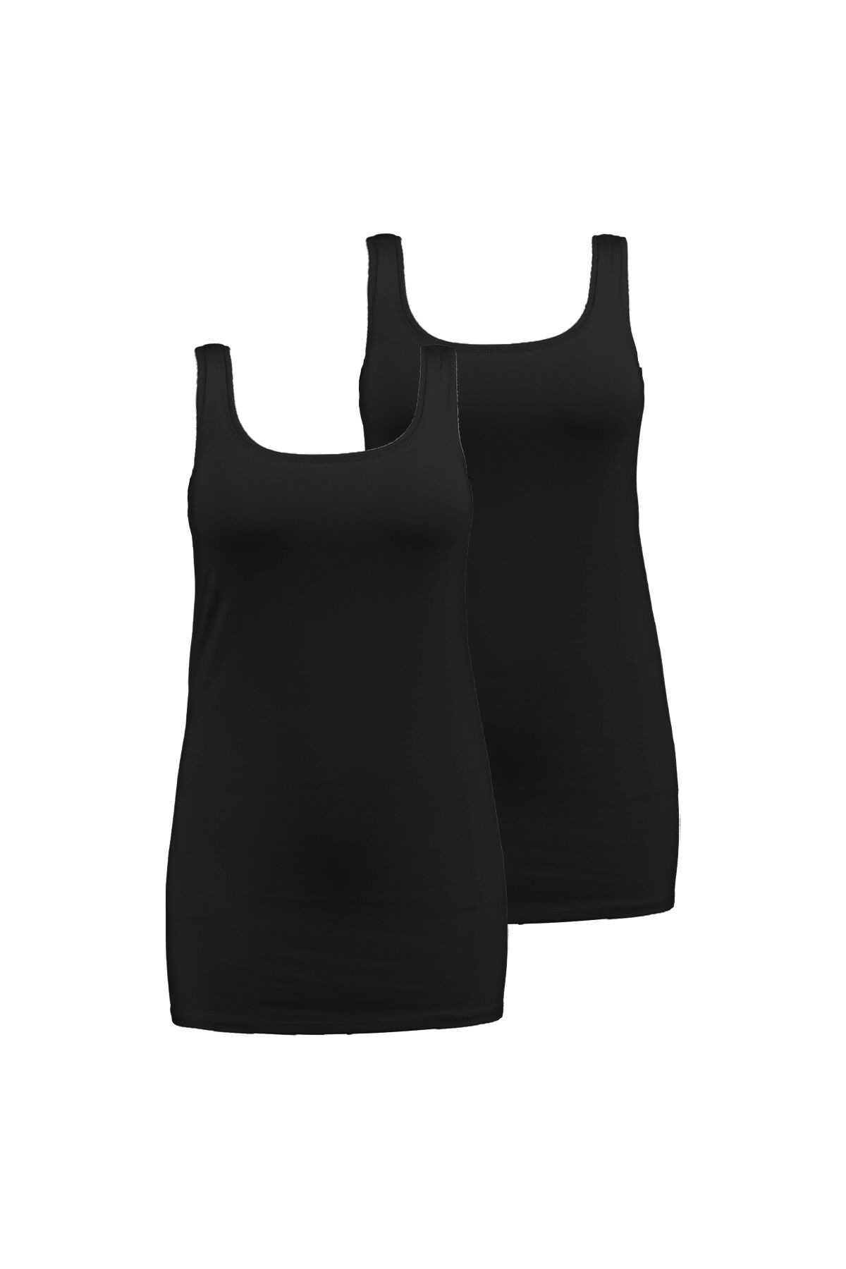 2-pack katoenen lange singlet Zwart