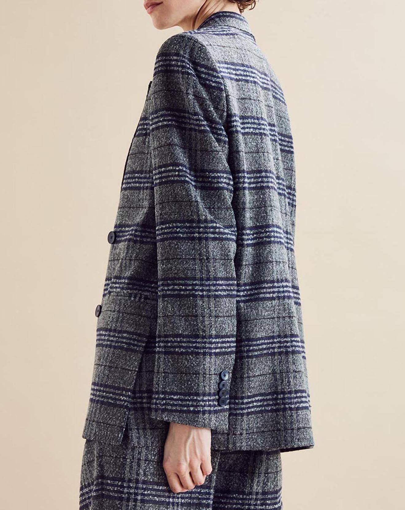 Chloé Stora Veste en Laine mélangée Ulla à carreaux grise