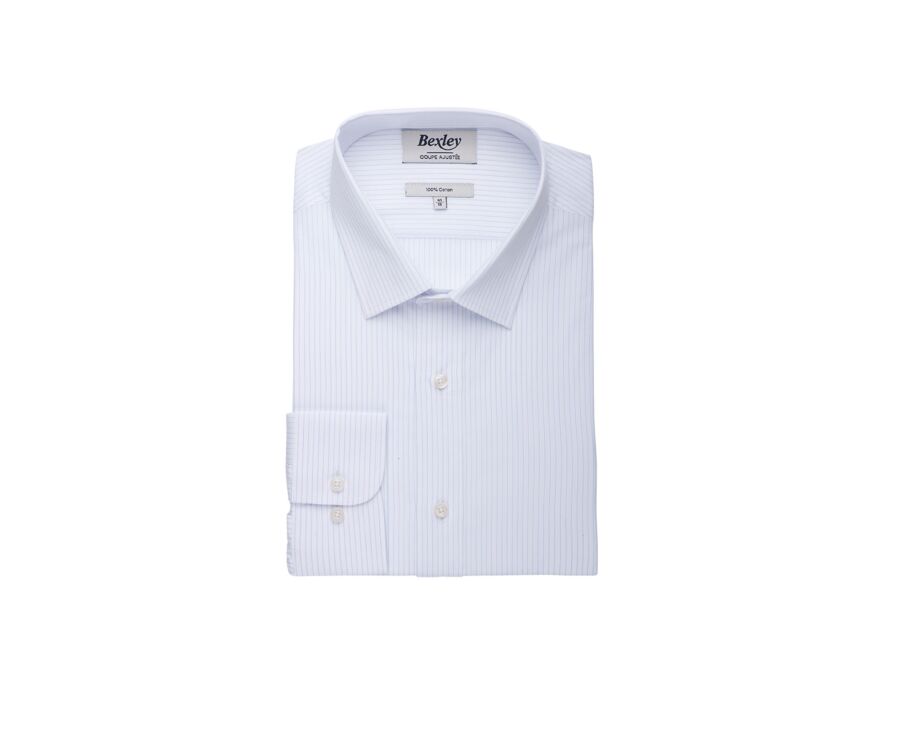 Chemise popeline rayée Blanc et Bleu Ciel - BERTHIN
