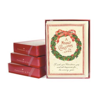 vintage wreath christmas card box x10