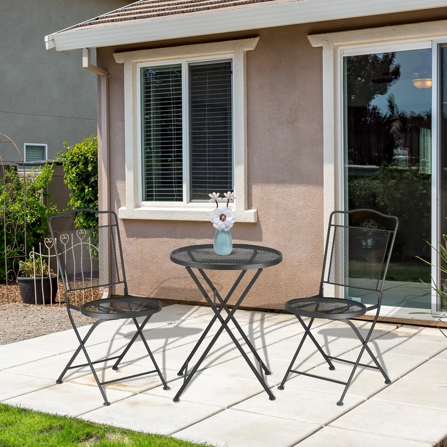 Outsunny Gartenmöbel-Set mit 2 Stühle schwarz