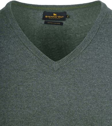 Steppin' Out Trui Cotton Cashmere V-hals Donkergroen SM1201.0001-5003 kopen
