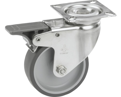Tarrox RVS zwenkwiel, vergrendelbaar tot 40 kg, 50x20 mm, plaatmaat 60x60 mm
