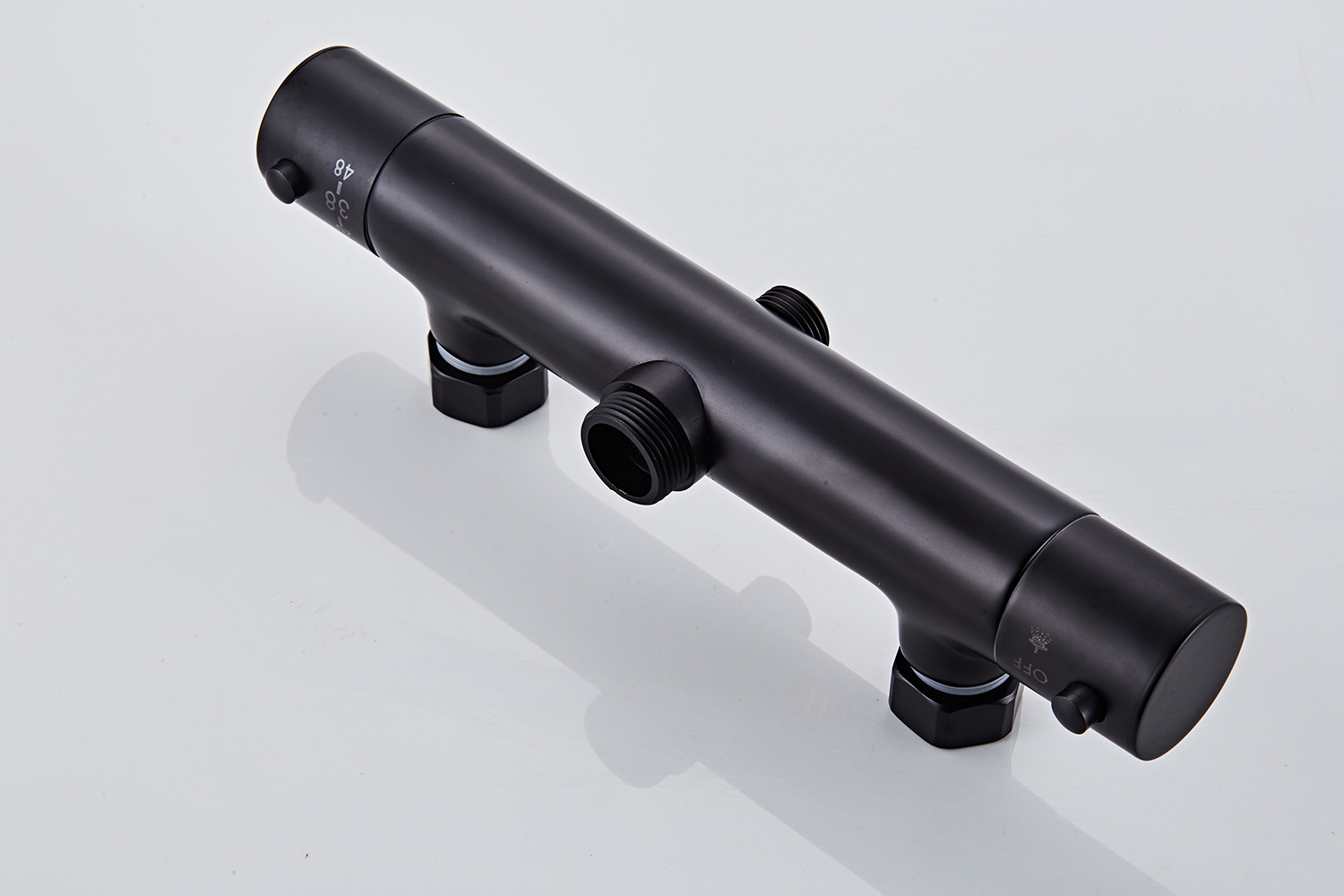 Saniclear Nero mat zwart opbouw regendouche 20cm met thermostaatkraan en staafhanddouche