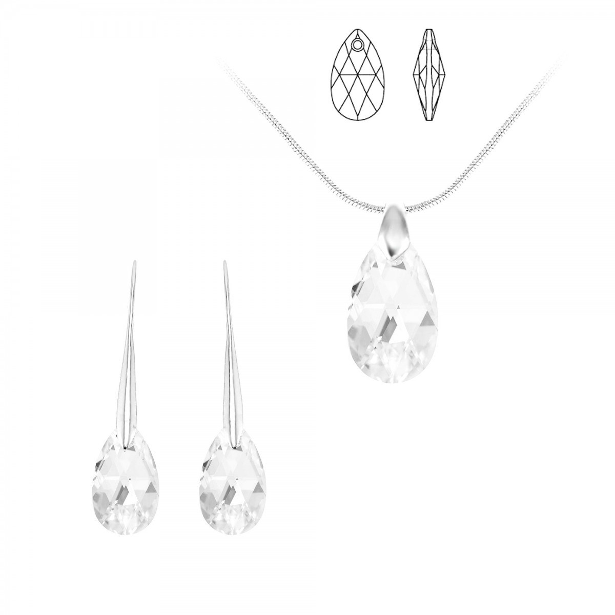 Parure collier et boucles d'oreilles SC Crystal orneés de Cristaux scintillants