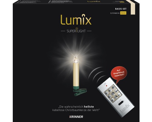 12-delige set Krinner Lumix Superlight Mini LED kaarslichtsnoer, warm wit, inclusief timerfunctie, batterij en afstandsbediening