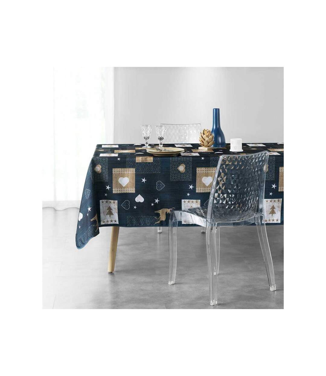 Nappe Imprimée Augustin 150x300cm Bleu