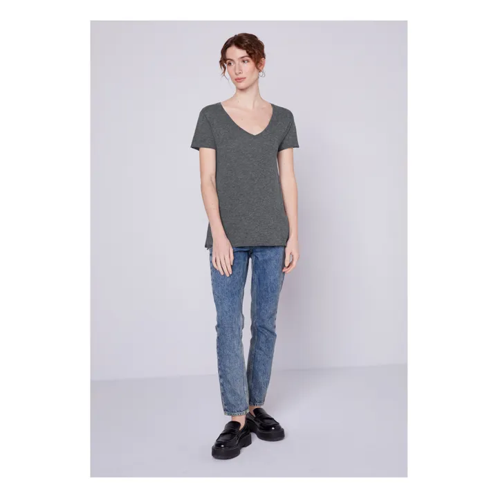 American Vintage T-shirt Col V Jacksonville | Gris anthracite chiné