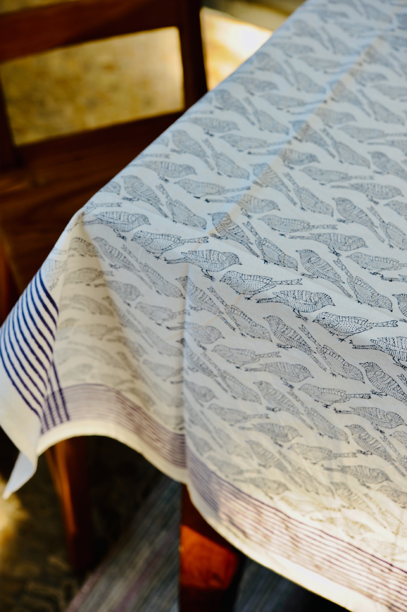Tischdecke 'Vögel', weiß, T 100 cm, B 100 cm von fischer's lagerhaus