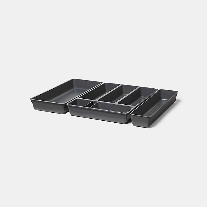 Range couverts GoodHome Nitaki gris 18 x 9 cm, 1 compartiment