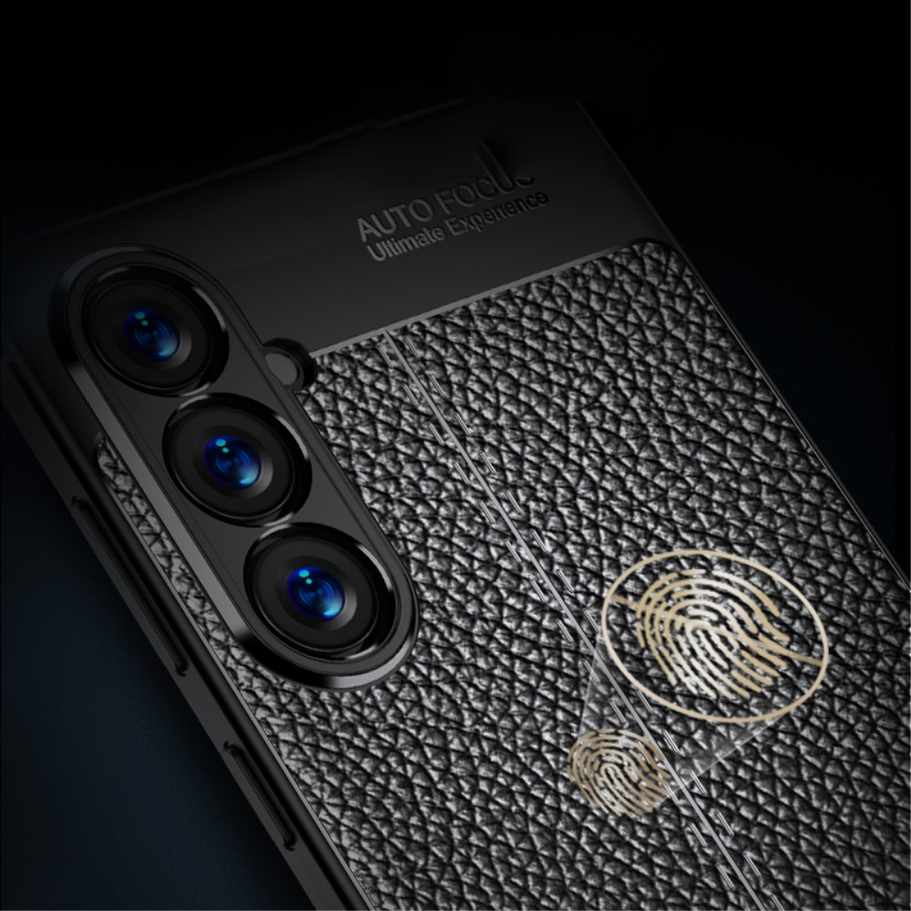Samsung Galaxy S23 FE Gummi Hülle Litchi Look - Schwarz