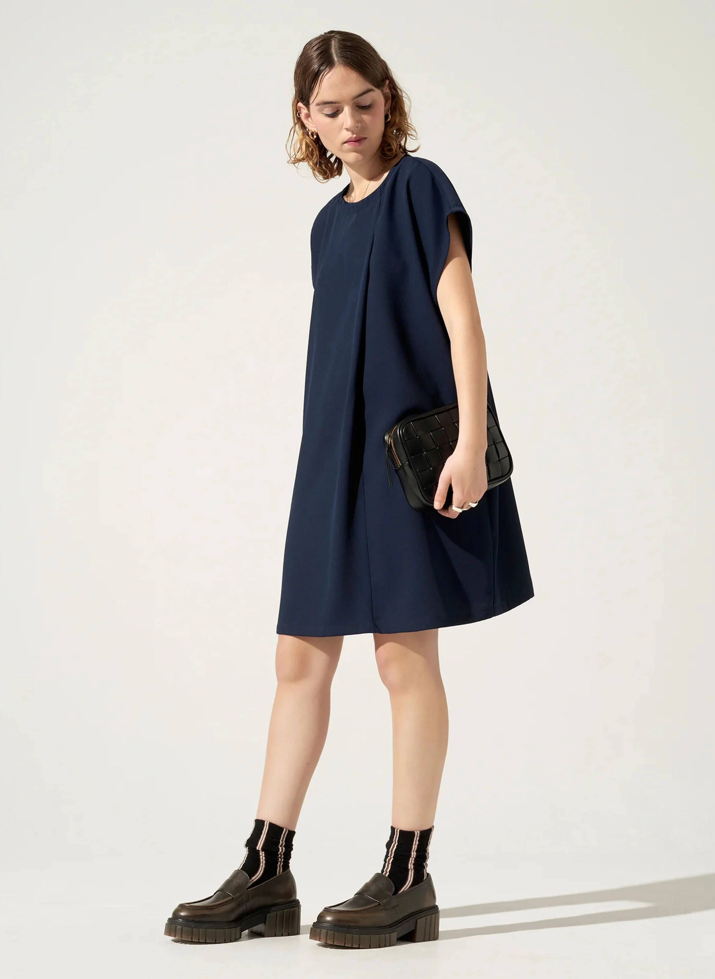 DANIRA - Robe midi col rond | Bleu