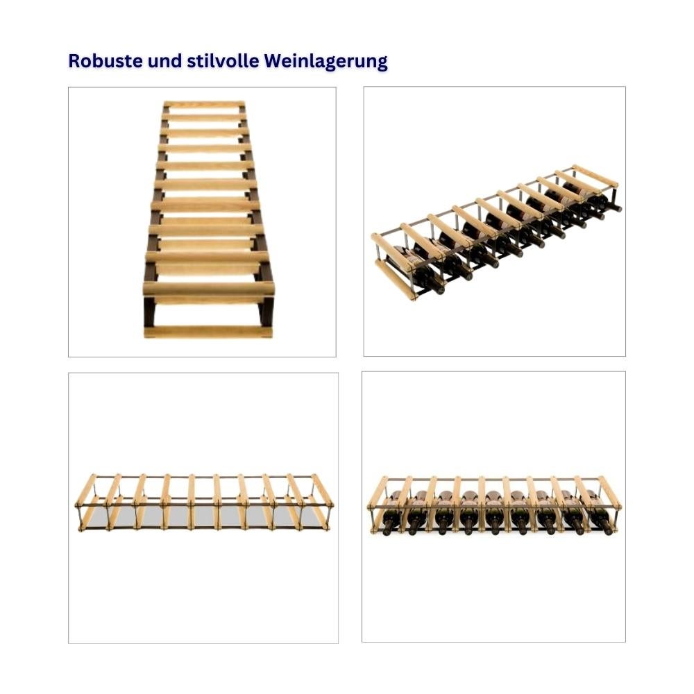 PROREGAL Modulair Wijnrek Vinotega Mod Metaal HxBxD 12,5 x 92,5 x 24,5 cm 9 x 1 Flessen Massief Dennenhout Bruin Geolied