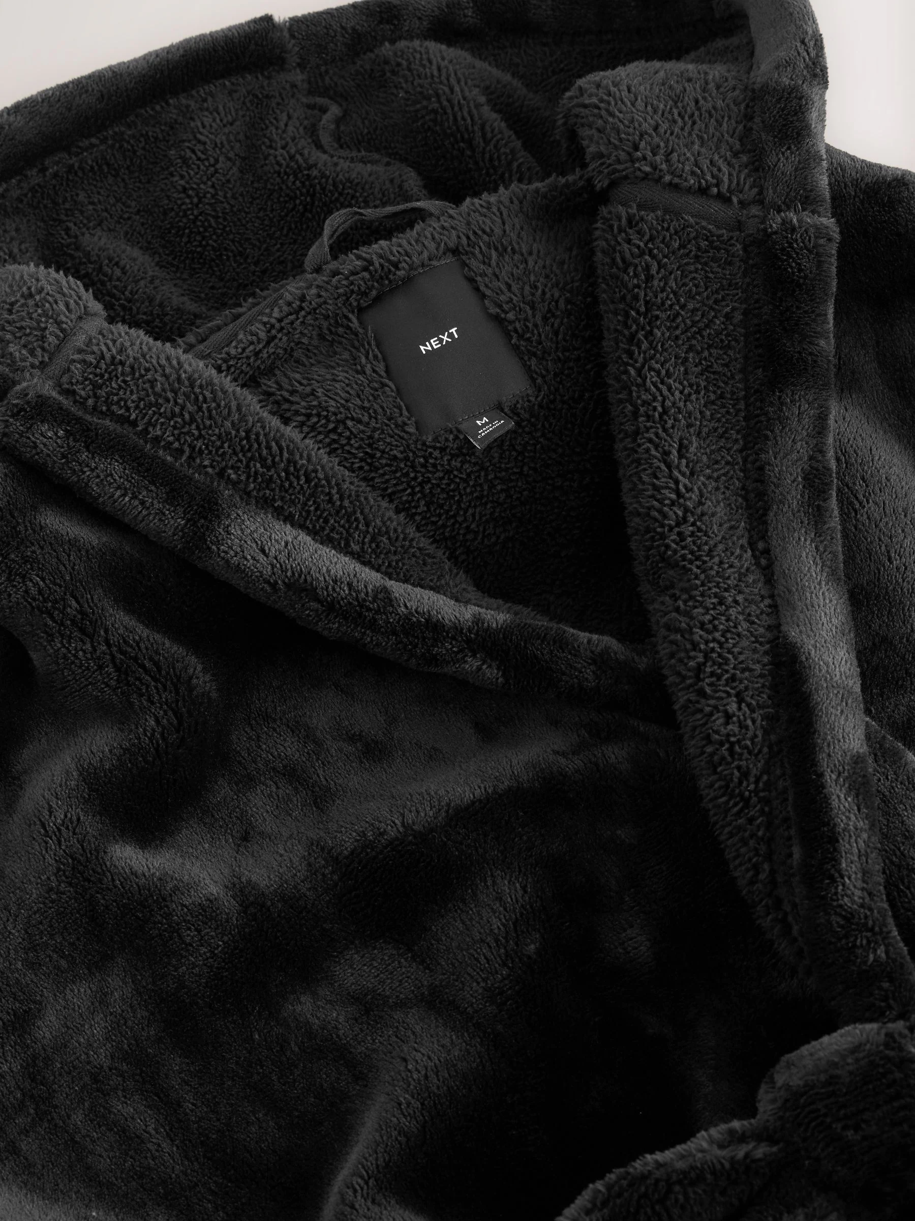 Zwart - Ochtendjas van fleece