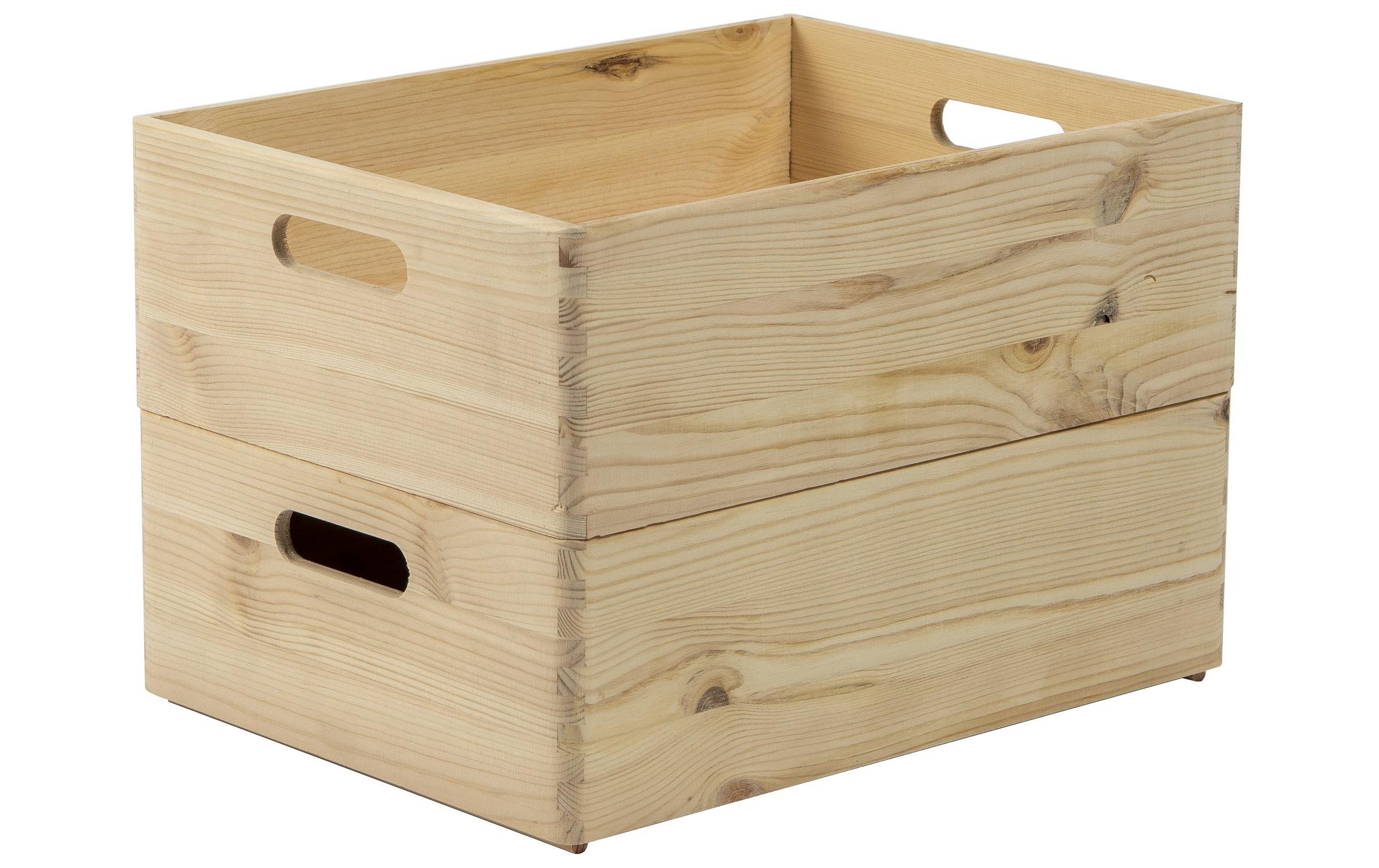 Aufbewahrungskiste Kiefer 30 x 14 x 40 cm, BraunHolzbox mit Griff zum Stapeln
