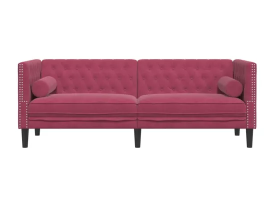 Canapé Chesterfield avec traversins 3 places velours