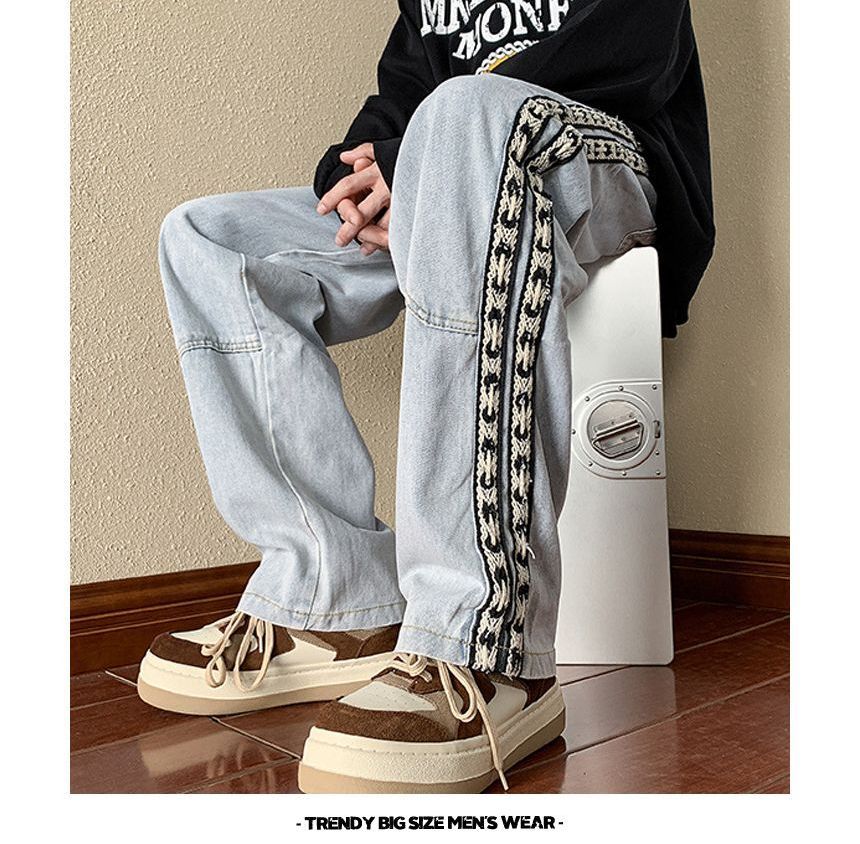 Savenne - Gestreepte Loose Fit Jeans