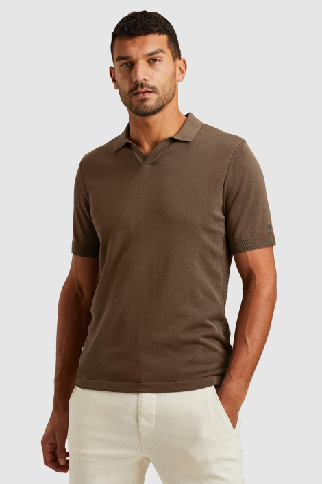 Cast Iron bruine heren polo