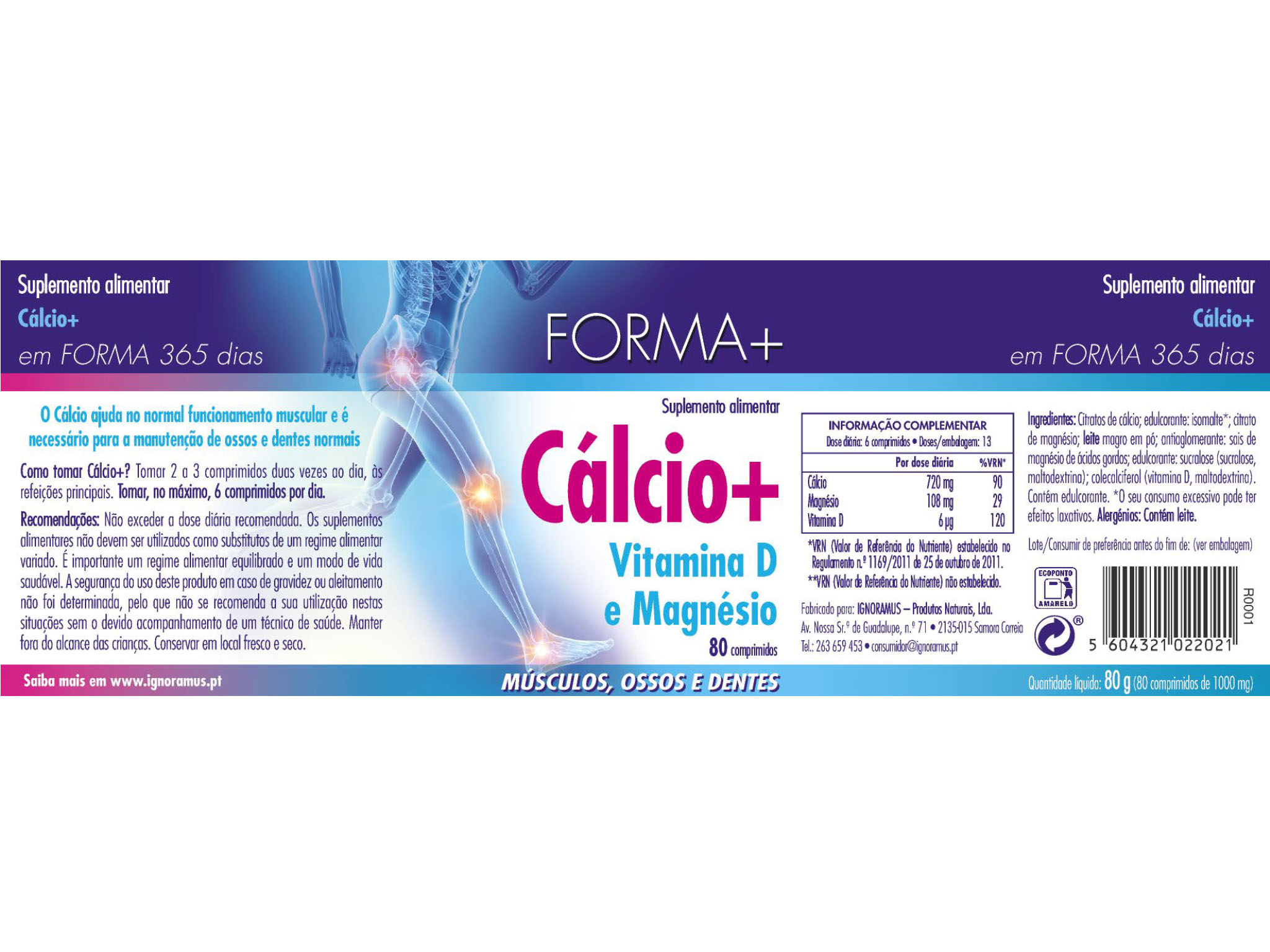 SUPLEMENTO FORMA  CÁLCIO VITAMINA D MAGNÉSIO 80 COMP