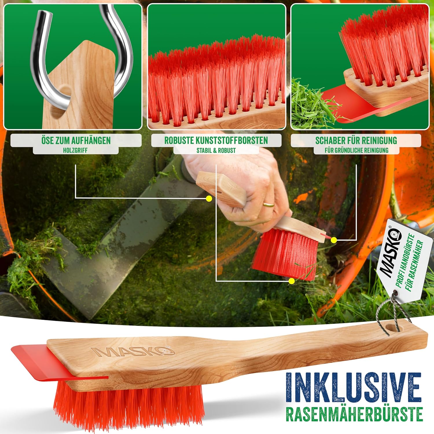 MASKO® Akku Rasenmäher mit Mulchfunktion, 2X Akkus Li-Ion Batterie 4Ah & Doppel-Ladegerät Rasentrimmer 43cm Schnitt-Breite 6X Höhenverstellbar 55L Fangkorb Flächen bis 650m² inkl. Handschuhe & Bürste