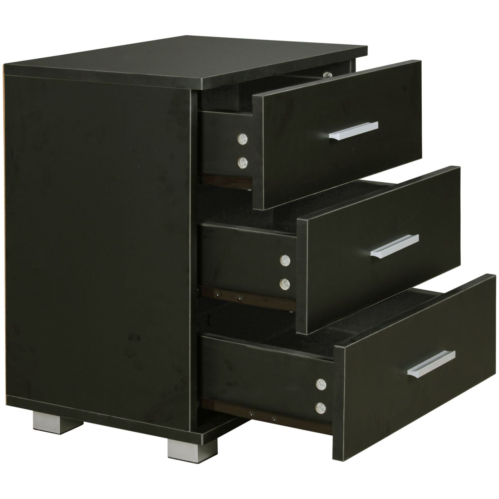 Nachtkonsole - schwarz - 3 Schubladen - 45 cm