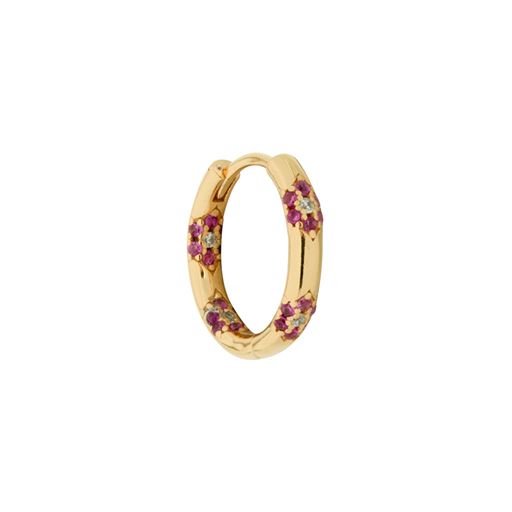 The Earring Shop Fauna Huggie Ørering, Guld/Rød