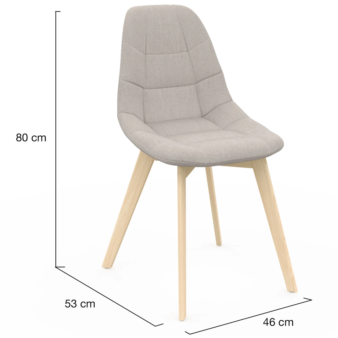Lot de 4 chaises scandinaves GABY beige en tissu pour salle à manger
